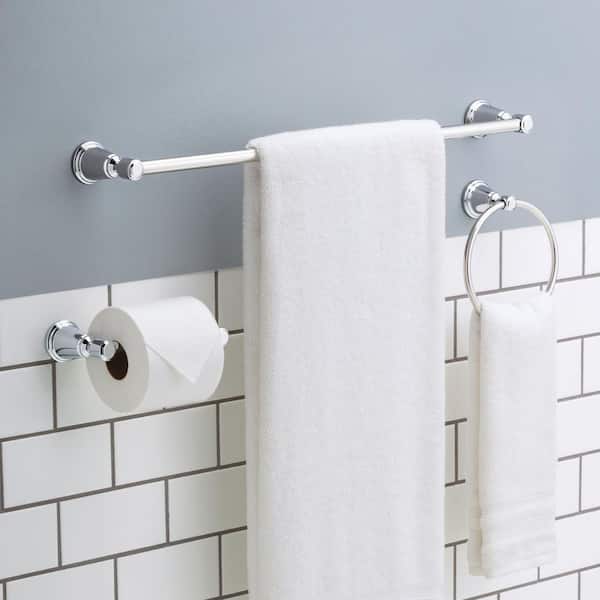 Foundations Design Series 3-Piece Bath Hardware Set 24 in. Towel Bar, Toilet Paper Holder, Towel Ring in Polished Chrome