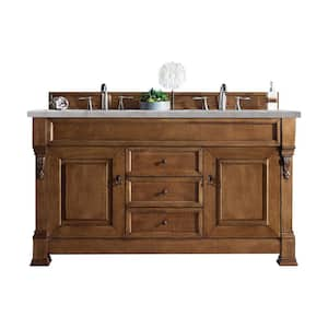 Brookfield 60.0 in. W x 23.5 in. D x 34.3 in. H Bathroom Vanity in Country Oak with Victorian Silver Top