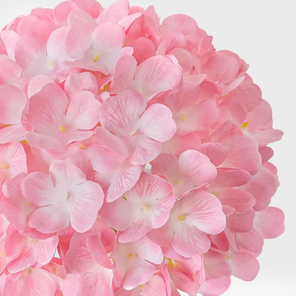 4-Pieces 20 in. Peach Pink Indoor/Outdoor Artificial Hydrangea