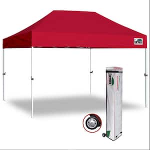 Commercial 10 ft. x 15 ft. Red Pop Up Canopy Tent with Roller Bag