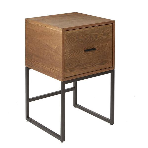 Silverwood Furniture Reimagined Langley Espresso and Gunmetal 1-Drawer Side Table