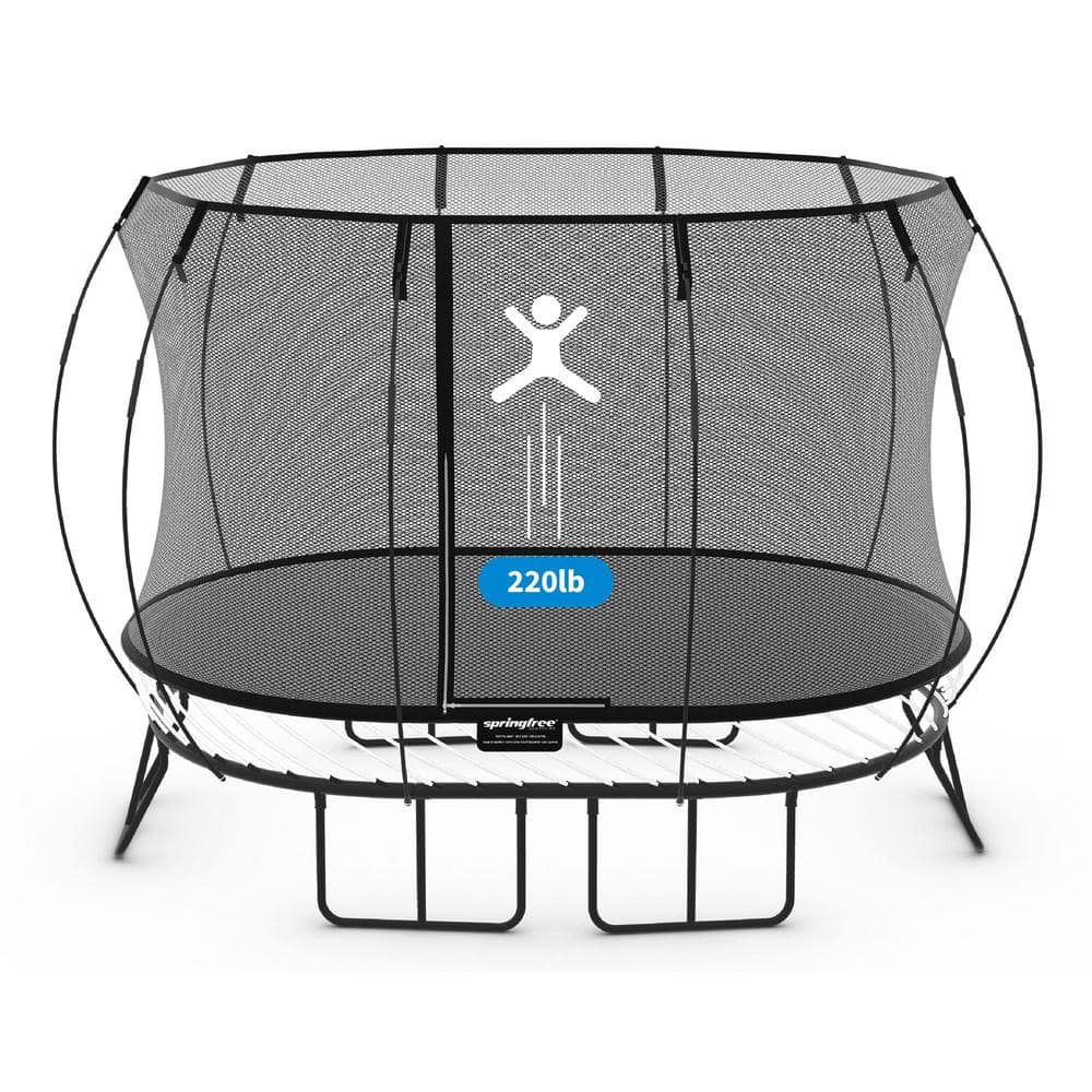 Springfree 8' x 13' Black Oval Springless Trampoline with Enclosure
