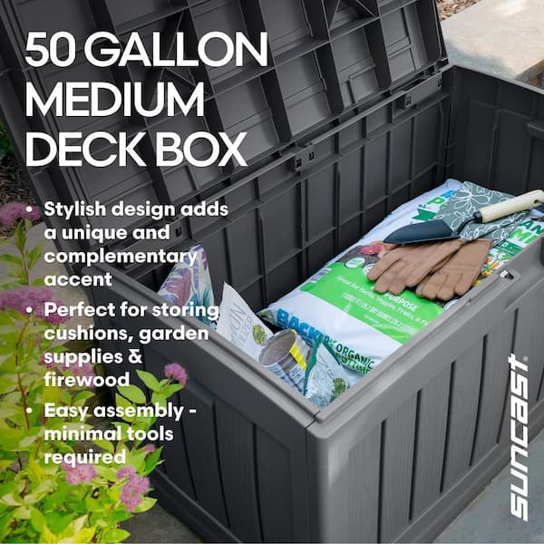 Suncast 50 Gal. Peppercorn Gray Weather Resistant Plastic Resin