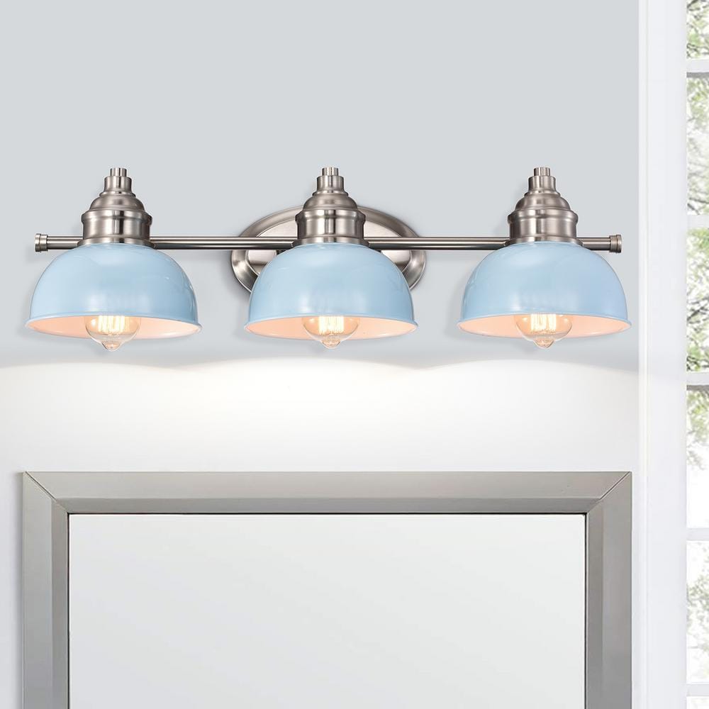 Jushua 26 in. 3-Light Brushed Nickel Dimmable Bath Vanity Light with ...