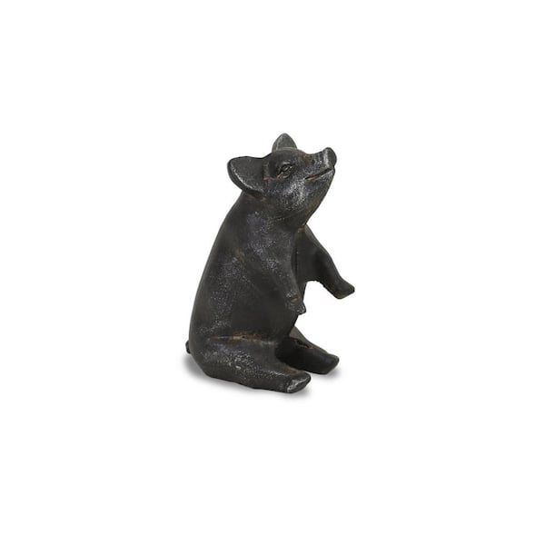 HomeRoots Metal Black Pig Figurine