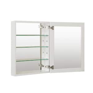 19 in. W x 30 in. H Rectangular Satin Chrome Aluminum Recessed/Surface Mount Medicine Cabinet with Mirror