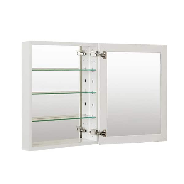 19 in. W x 30 in. H Rectangular Satin Chrome Aluminum Recessed/Surface Mount Medicine Cabinet with Mirror