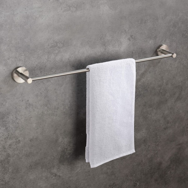 Bathroom Accessories 23.62 in. Wall Mounted Towel Bar in Brushed Nickel
