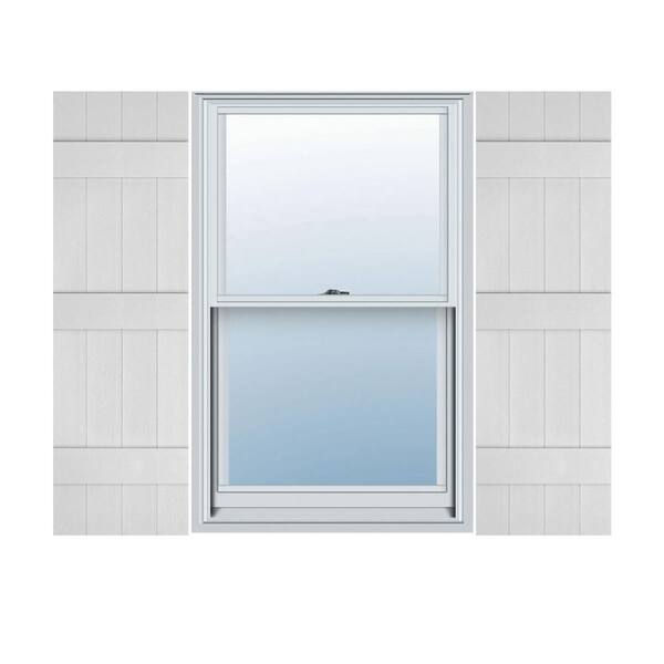 Builders Edge 14 in. W x 74 in. H TailorMade Four Board Joined (3 Batten), Vinyl Board and Batten Shutters Pair in White