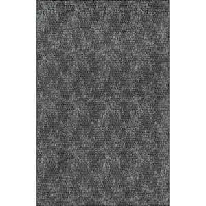 Elspeth Casual Faded Machine Washable Charcoal Doormat 3 ft. x 5 ft. Accent Rug