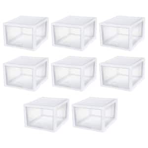 27-Qt. Plastic Storage Bin with One Drawer in Clear and White (8-Pack)