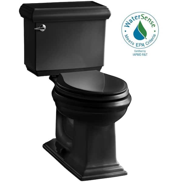 KOHLER Memoirs 12 in. Rough In 2-Piece 1.28 GPF Single Flush Elongated Toilet in Black Black Seat Not Included