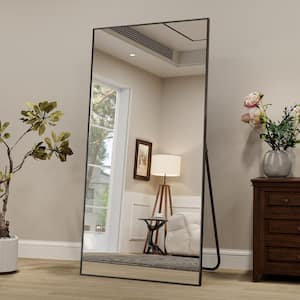 29.9 in. W x 70.9 in. H Rectangular Modern Black Aluminum Framed Full Length Mirror Floor Mirror