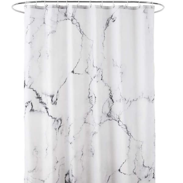 Marble Bathroom Shower Curtain Gray White Polyester with Hooks 3D Print Waterproof 72 x 72 in.es Reinforced Grommets