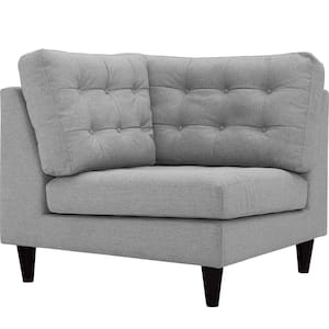 Empress Light Gray Polyester Sectional Corner Chair with Tapered Wood Legs