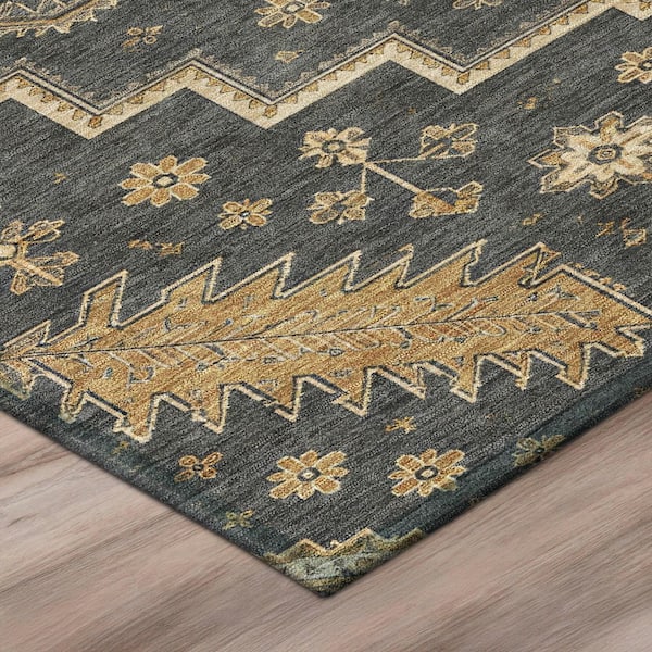 Chantille Machine Washable Indoor/Outdoor Abstract ACN3141 Charcoal 3 ft. x 4 ft. Area Rug