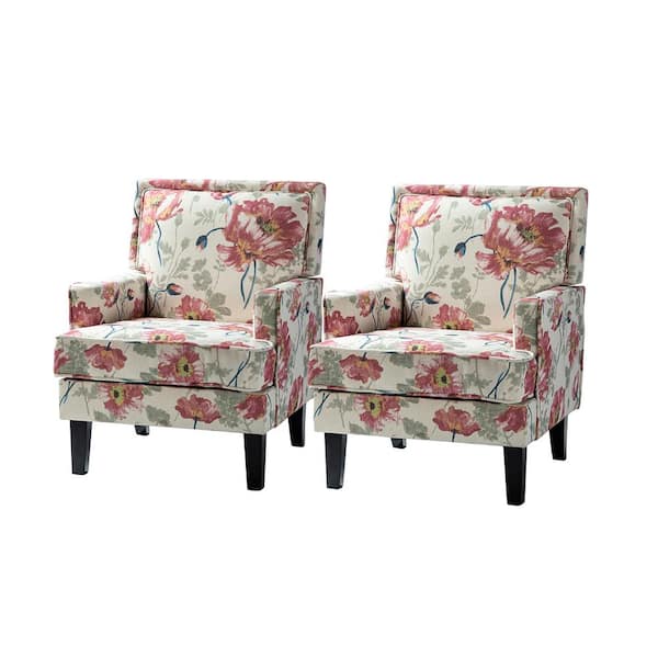 JAYDEN CREATION Filton Red Comfy Arm Chair with Black Base (Set of 2)