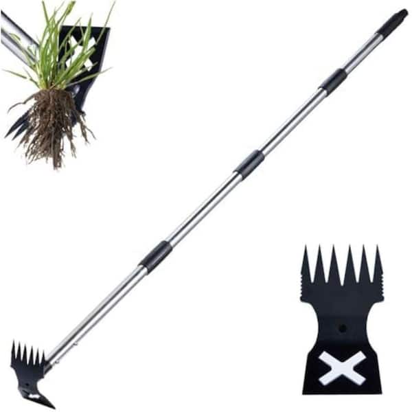 Misopily 60 Weed Puller Tool Long Handle Manual Weeder Remover 2 in 1 Hand Weed Rake Garden Hoe