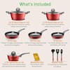 NutriChef Lines Pattern 11-Piece Reinforced Forged Aluminum Non-Stick Cookware  Set in Red NCCW11RDL - The Home Depot