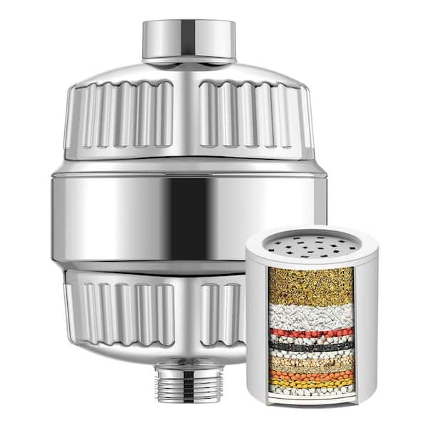 Heemli Chrome Shower Filter, With Filter Cartridge 15-Stage Filtration System Removes Heavy Metals and Odors, Easy to Install