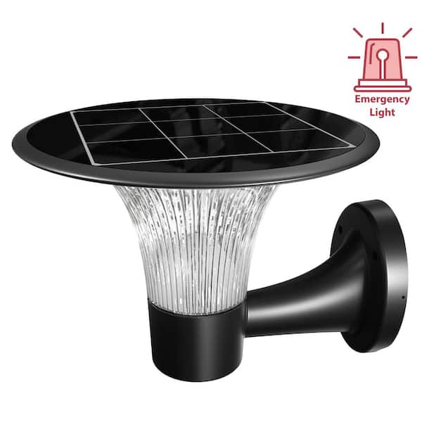 eLEDing 2200 Lumen Black Solar Power LED Smart Round Wall Landscape Flood Light for Commercial Residential Walkway Garden Park