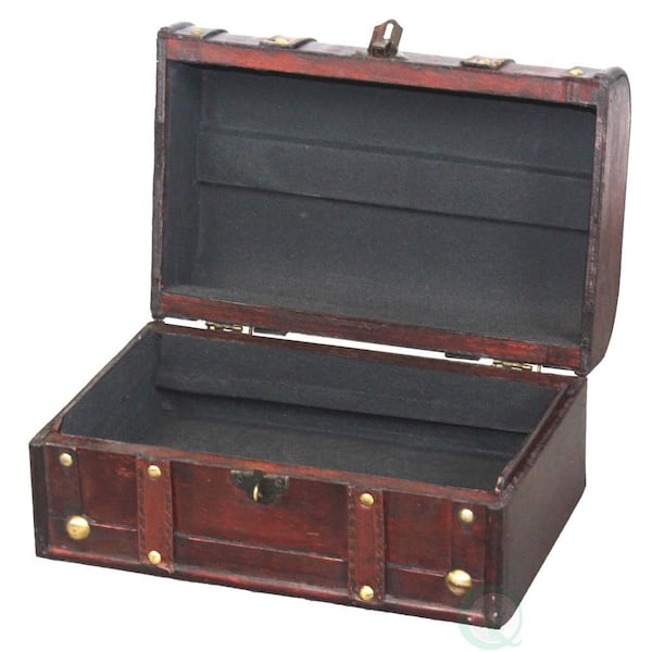 Vintiquewise Decorative Vintage Wood Treasure Box with Handle and