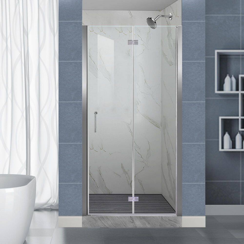 36-37.9 in. W x 72 in. H Frameless Bifold Shower Doors with 1/4 in. Thick Clear Tempered Glass in a Chorme Finish price history on PriceWatchPro