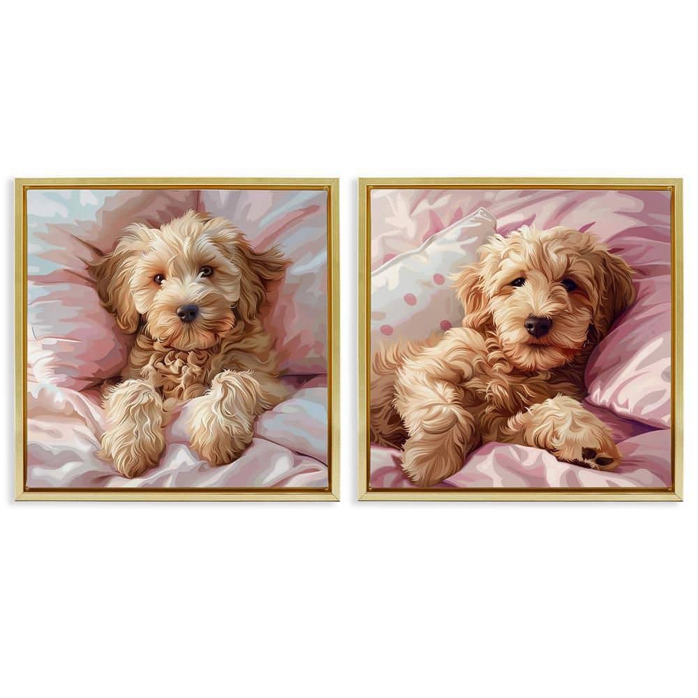 Stupell Industries Cuddling Labradoodle in Bed by Jim Baldwin