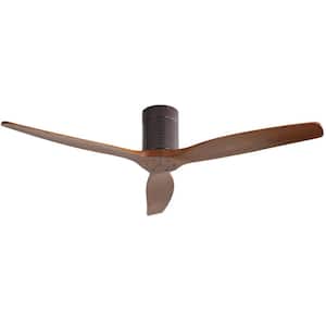 52 in. Indoor/Outdoor 6-Speed DC Motor Flush Mount Ceiling Fan in Brown with Remote