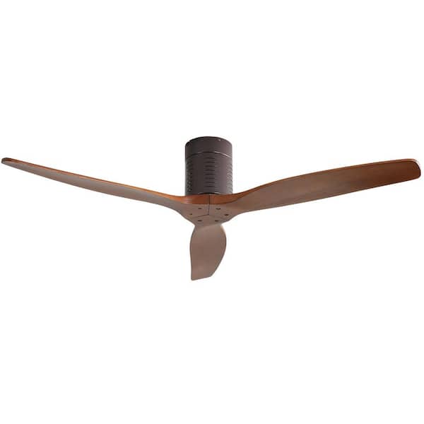 Sofucor 52 in. Indoor/Outdoor 6-Speed DC Motor Flush Mount Ceiling Fan in Brown with Remote