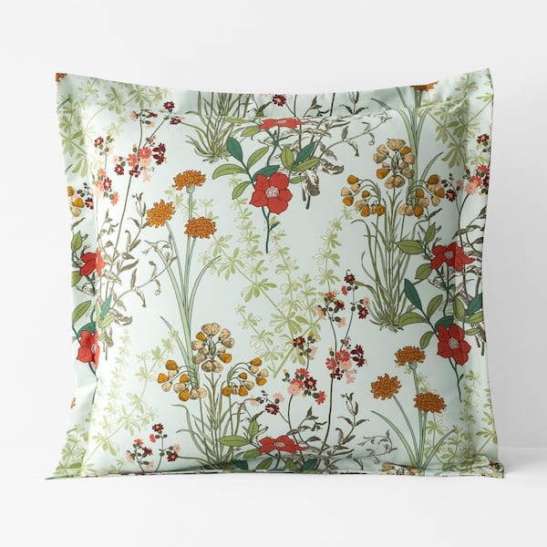The Company Store Legends Hotel Jardin Green Multi Wrinkle-Free Sateen Euro Sham
