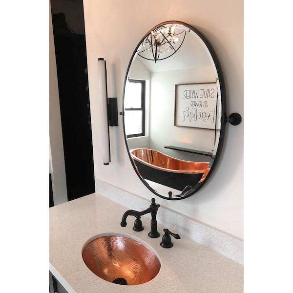 Under Counter Oval Hammered Copper 19 in. Bathroom Sink in Polished Copper