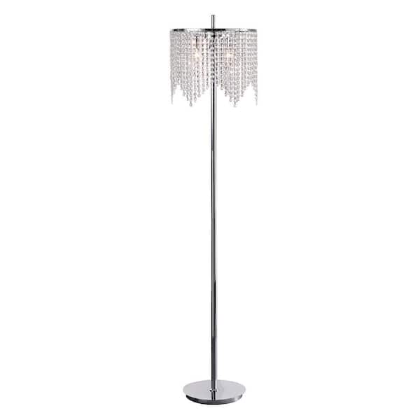Edvivi 65 In Chrome Floor Lamp With, Round Crystal Floor Lamp