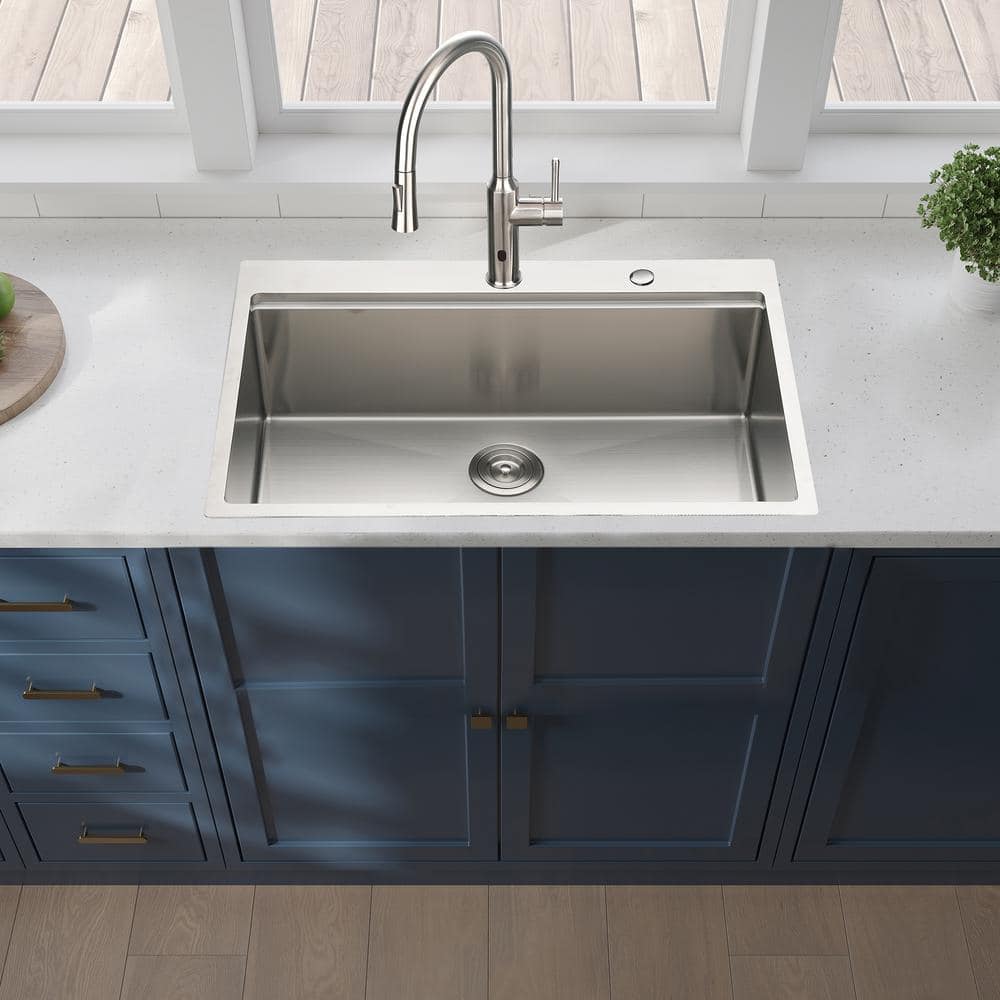 25'' Brushed Nickel Stainless Steel Single Bowl Workstation Sink