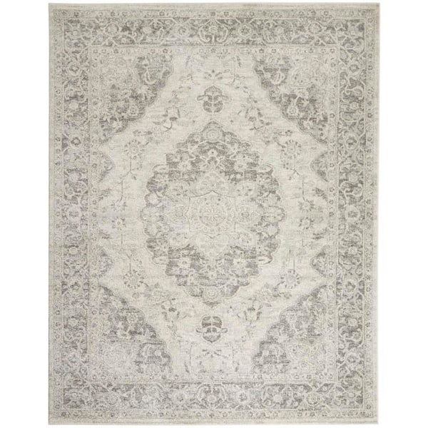 Nourison Tranquil Ivory/Grey 8 ft. x 10 ft. Persian Vintage Area Rug