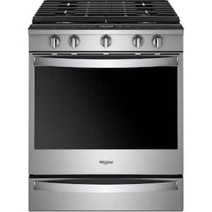 5.8 cu. ft. Smart Slide-In Gas Range with EZ-2-LIFT Hinged Cast-Iron Grates in Fingerprint Resistant Stainless Steel
