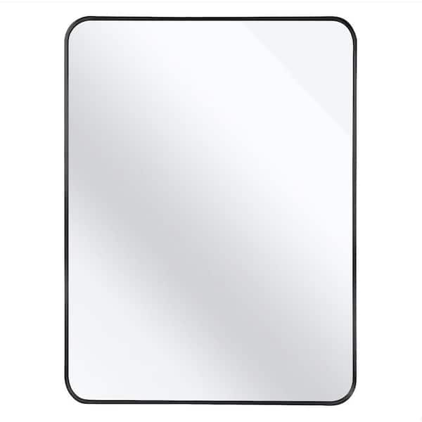 Tileon 30 in. W x 40 in. H Rectangular Aluminium Framed Wall Bathroom Vanity Mirror in Black