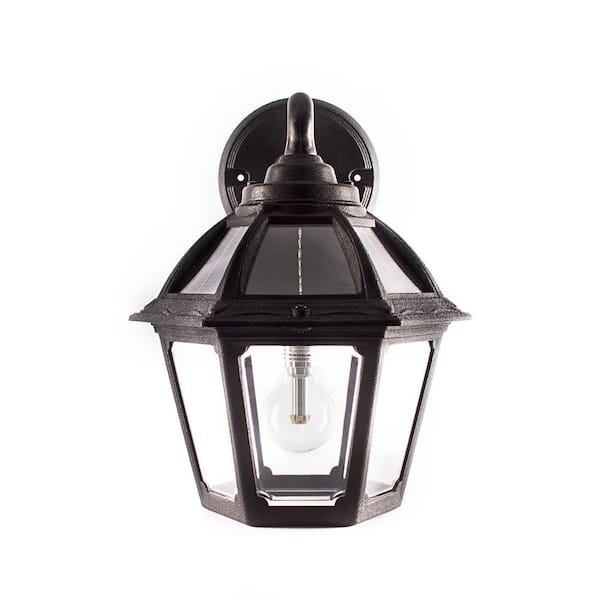 GAMA SONIC Polaris 1-Light Black Dusk-to-Dawn Outdoor Solar Warm