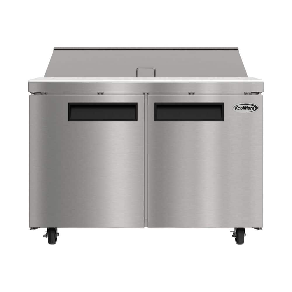 46 in. Commercial 2-Door Refrigerated Salad Swich Prep Table, 12 Pans 14 cu. ft. of Storage in Stainless-Steel