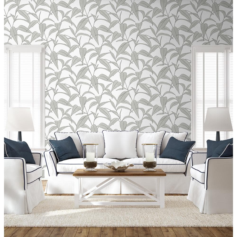 Greystone Pinstripe Leaf Trail Self-Adhesive Vinyl Wallpaper Roll