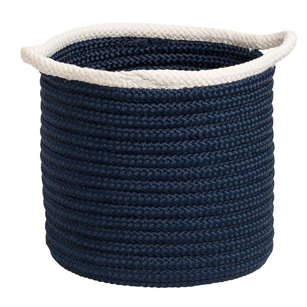 Colonial Mills Sonoma 16 in. x 16 in. x 14 in. Navy Round Polypropylene Braided Basket
