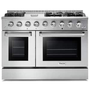 48 in. 6.7 cu. ft. Double Oven Gas Range with Convection Oven in. Stainless Steel