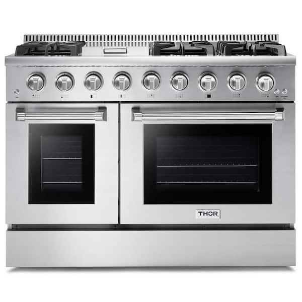 Thor Kitchen 48 in. 6.7 cu. ft. Double Oven Gas Range with Convection Oven in. Stainless Steel