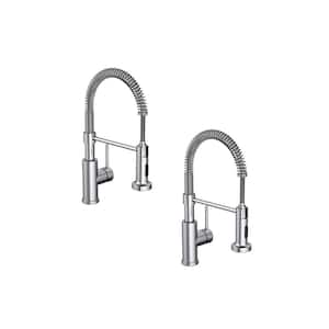 Cartway Single-Handle Spring Pull-Down Sprayer Kitchen Faucet in Chrome (2-Pack)