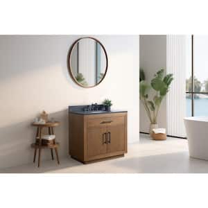 36 in. W x 21.5 in. D x 34 in. H Single Sink Bathroom Vanity in Tan with Black Limestone Top