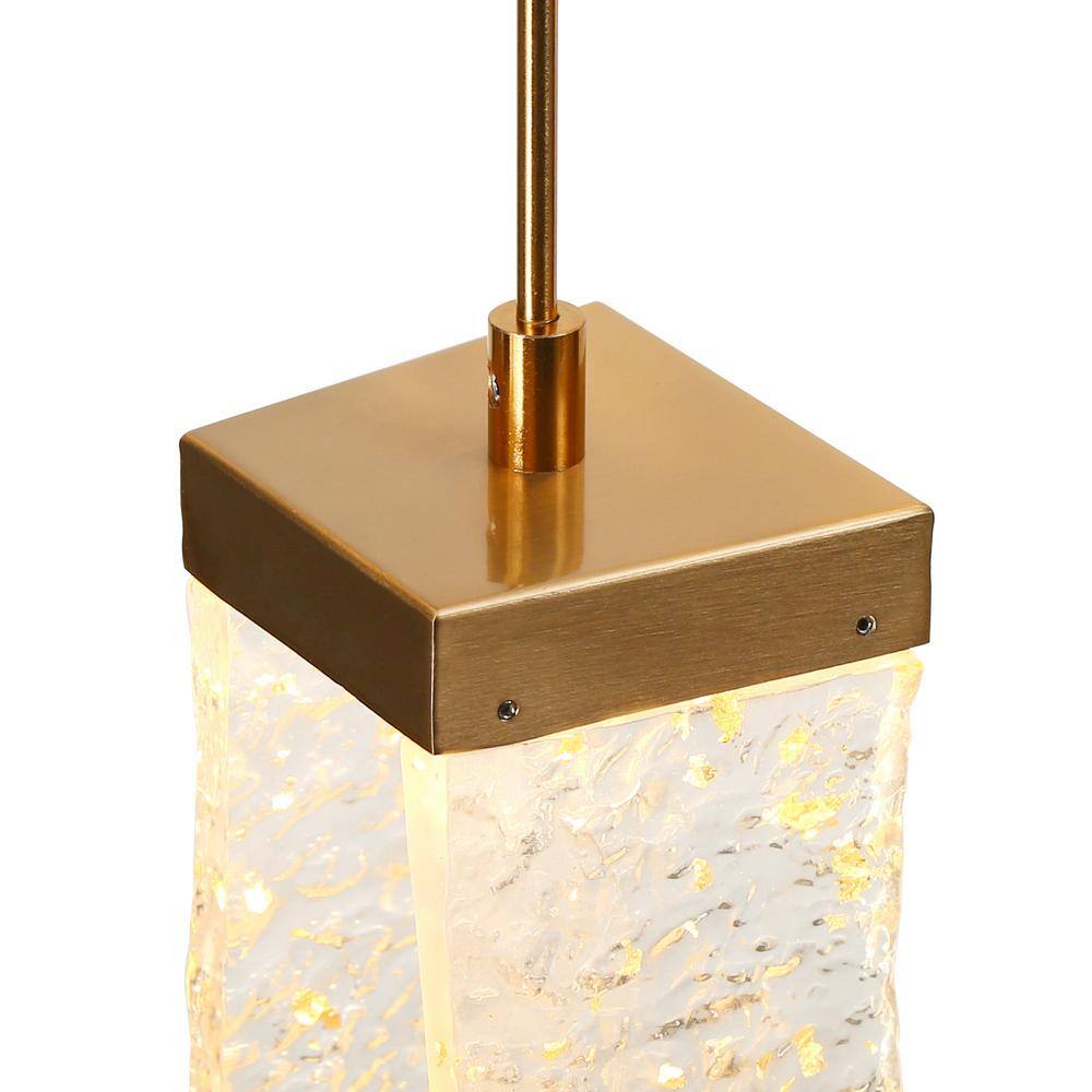 Aeyilana Brass and Crystal 5-Light LED Kitchen Island Pendant