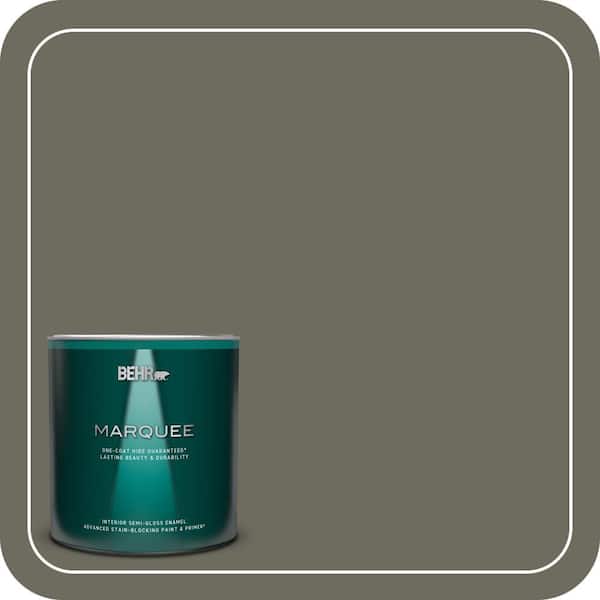 BEHR MARQUEE 1 qt. #N370-6 Gladiator Gray One-Coat Hide Semi-Gloss Enamel Interior Paint & Primer