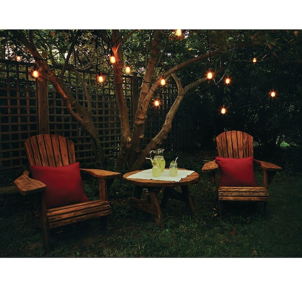 Outdoor/Indoor 14 ft. Plug-in G16 Incandescent Black String Light with Clear Bulbs Included 10 Sockets (2-Pack)
