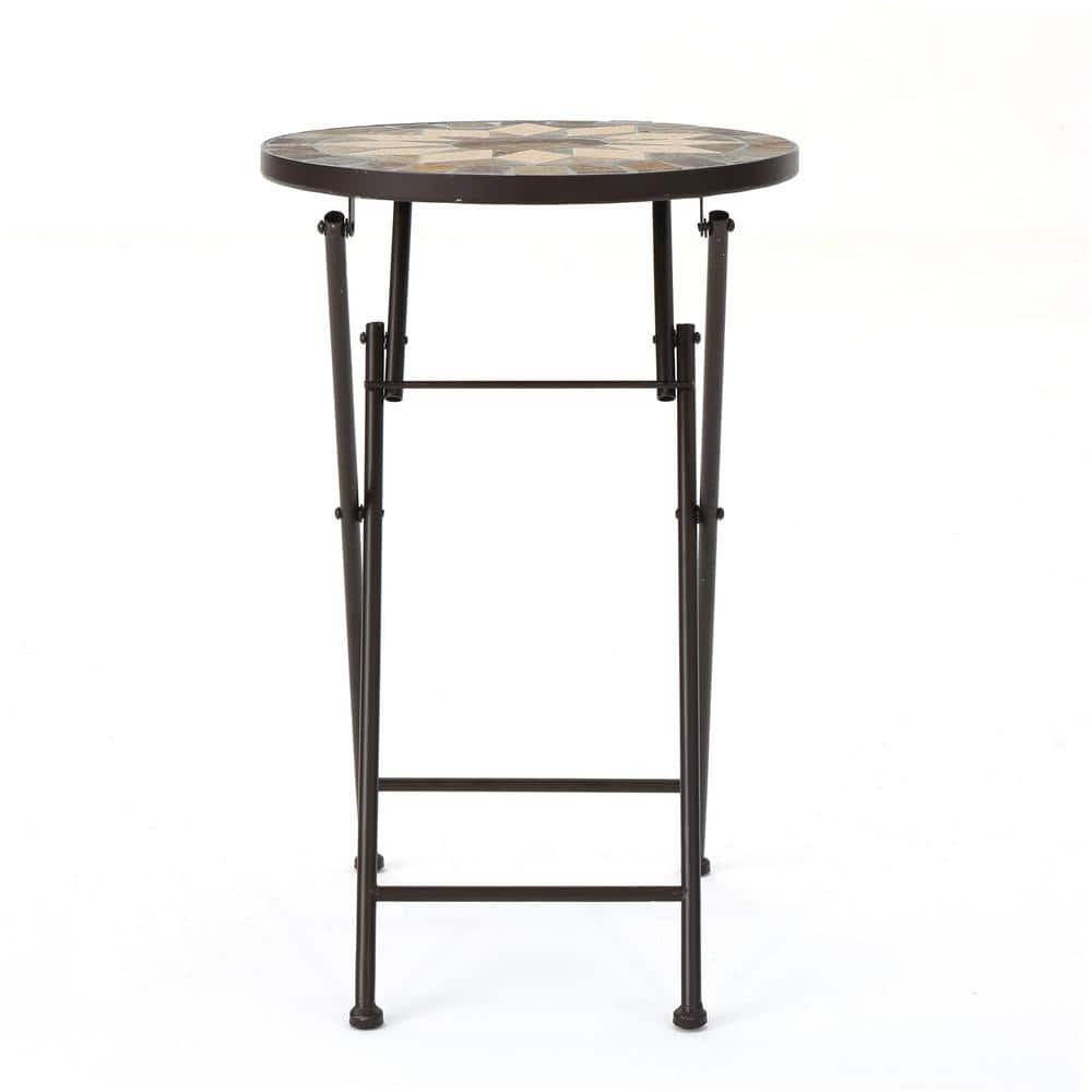 Canaan Round Stone Outdoor Patio Side Table
