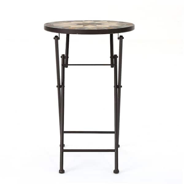 Canaan Round Stone Outdoor Patio Side Table